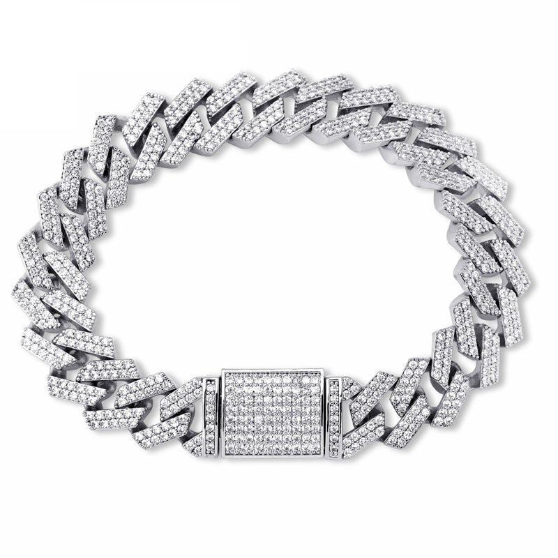 curb cuban link 14mm necklace bracelet chain fully iced custom clasp diamond ifandco
