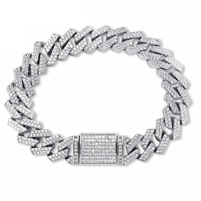curb cuban link 14mm necklace bracelet chain fully iced custom clasp diamond ifandco
