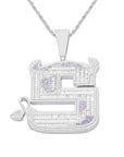 Devilish letter S pendant necklace chain in baguette diamond custom shopgld