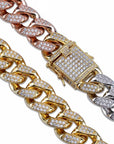 Miami Cuban Chain 14mm 18mm tri-colored Necklace Chain For Men Gold Silver Color Iced Out Micro Pave Cubic Zircon Hip Hop Jewelry shopgld