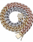 Miami Cuban Chain 14mm 18mm tri-colored Necklace Chain For Men Gold Silver Color Iced Out Micro Pave Cubic Zircon Hip Hop Jewelry shopgld