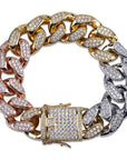 Miami Cuban Chain 14mm 18mm tri-colored Necklace Chain For Men Gold Silver Color Iced Out Micro Pave Cubic Zircon Hip Hop Jewelry shopgld