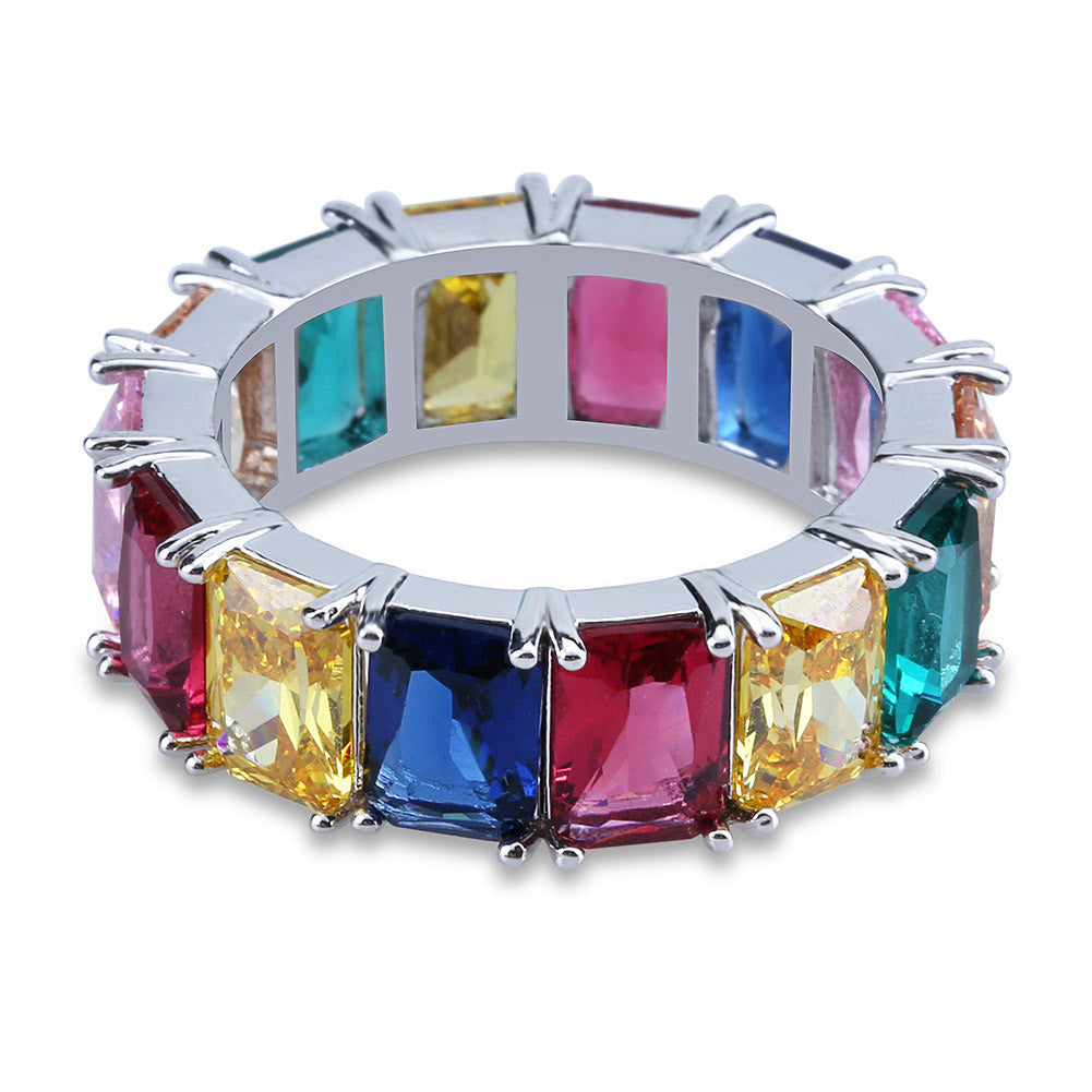 princess cut vvs diamond Eternity Ring custom made ifandco multicolored 