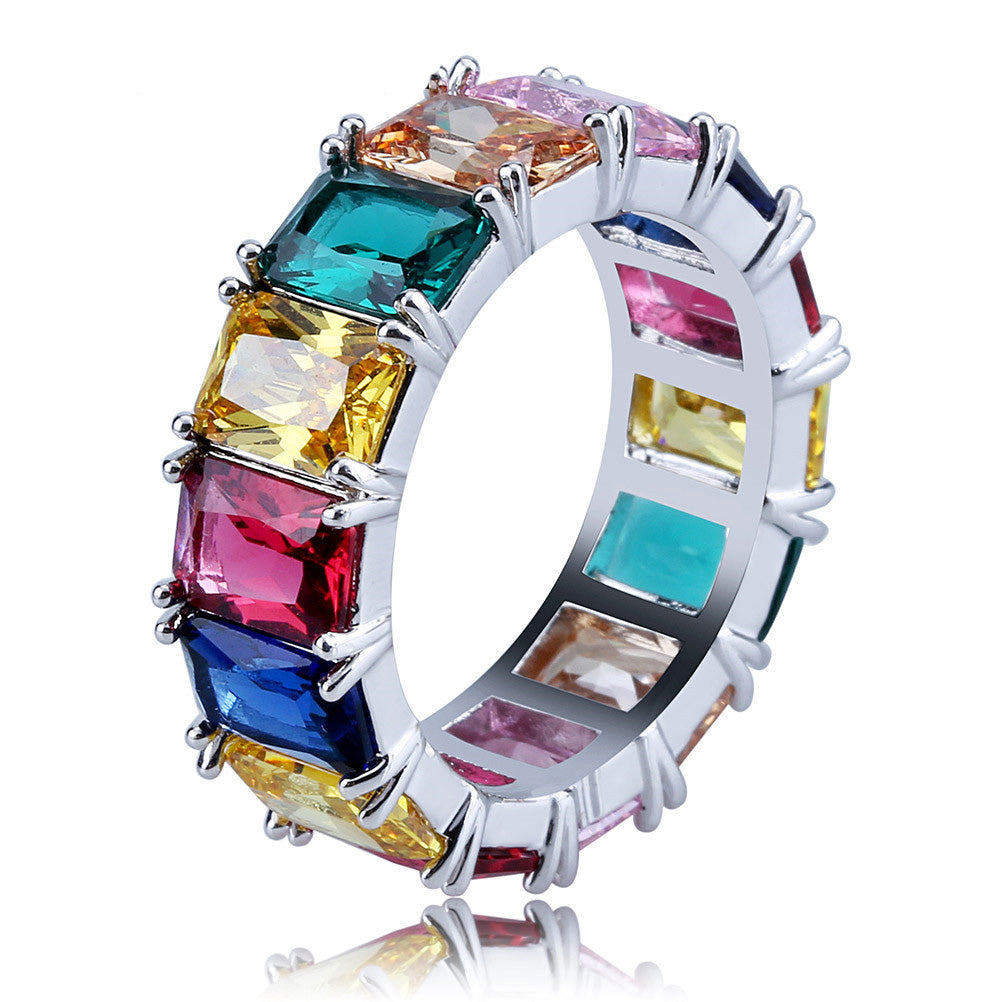 princess cut vvs diamond Eternity Ring custom made ifandco multicolored 