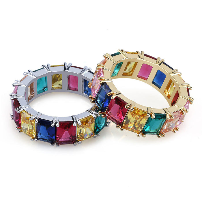 princess cut vvs diamond Eternity Ring custom made ifandco multicolored 