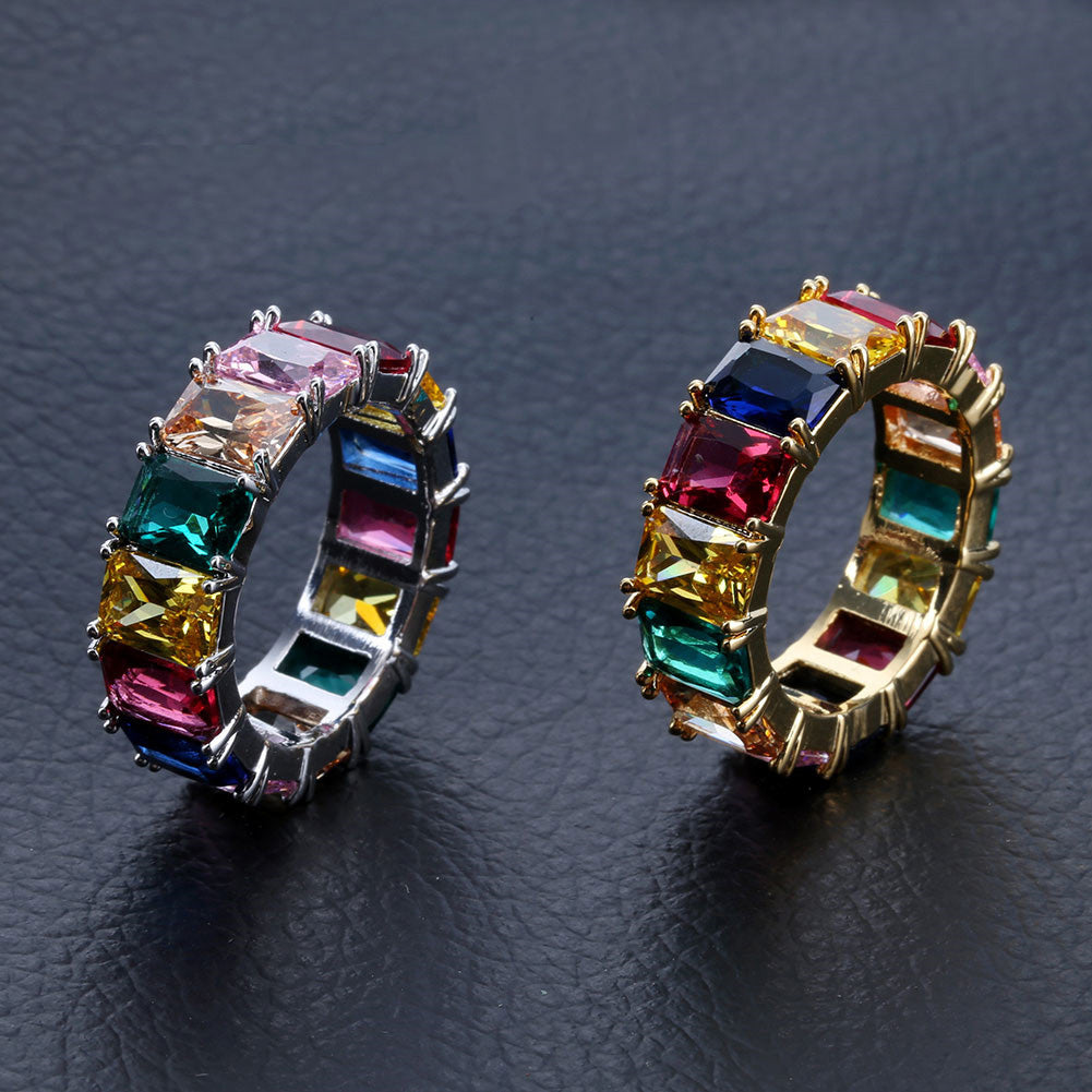 princess cut vvs diamond Eternity Ring custom made ifandco multicolored 