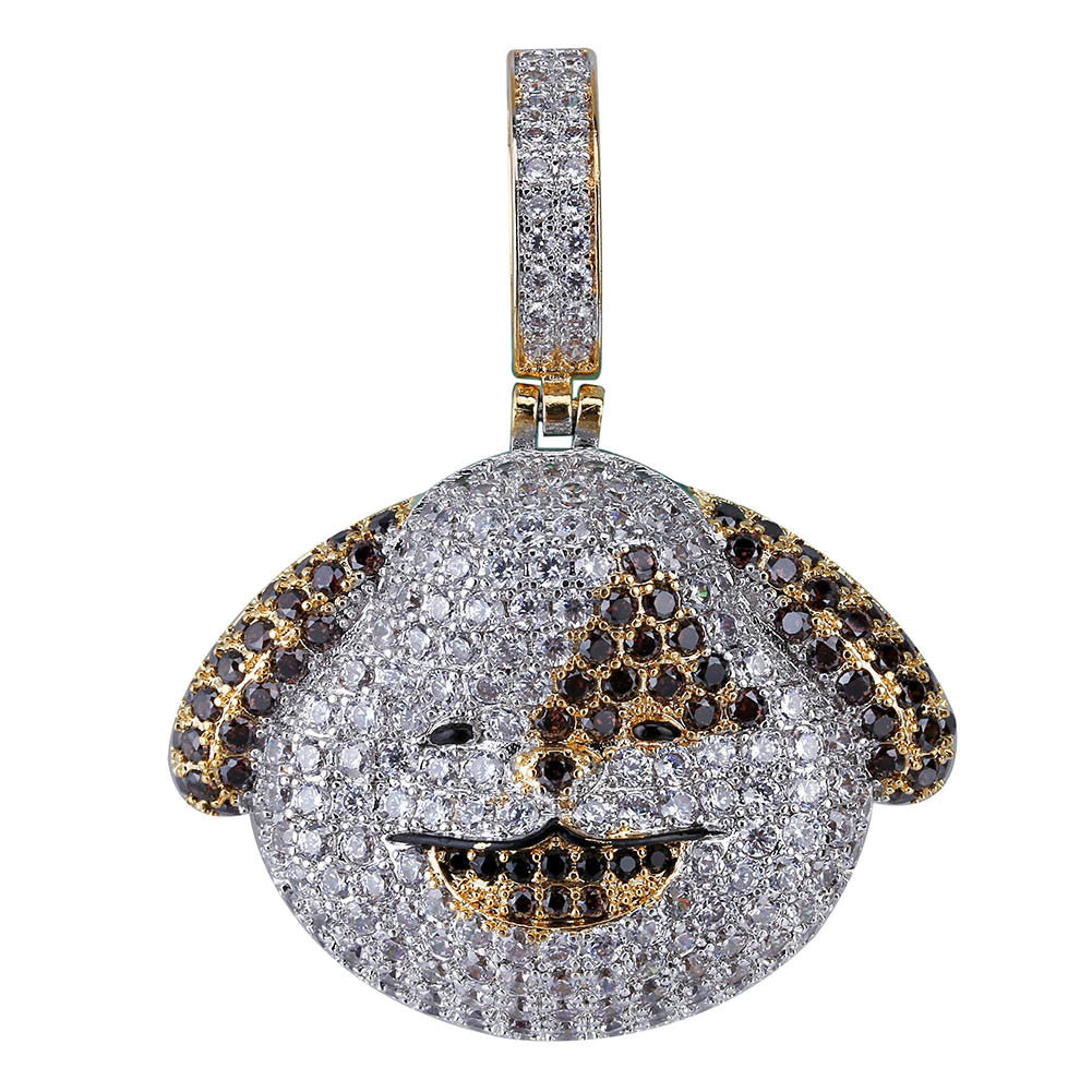 Iphone apple The dog puppy Emoji pendant &amp; necklace in vvs simulated diamond ifandco shopgld