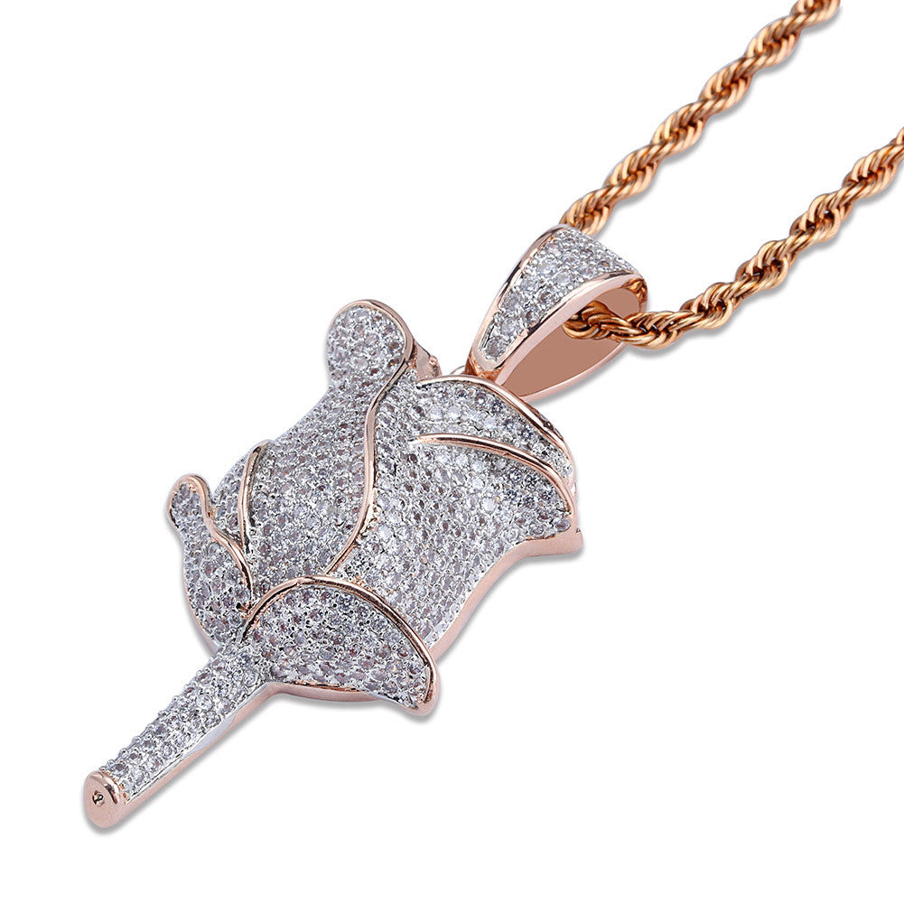 valentines gift rose pedant necklace free matching chain icebox diamond elliot eliantte