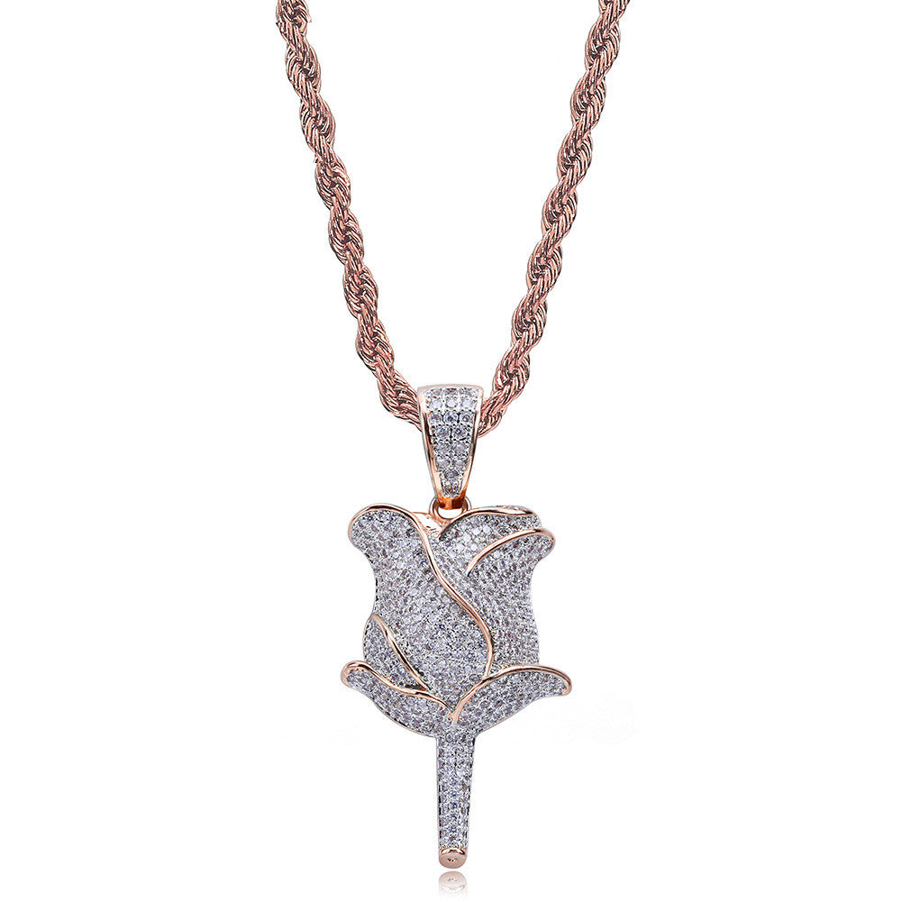 valentines gift rose pedant necklace free matching chain icebox diamond elliot eliantte