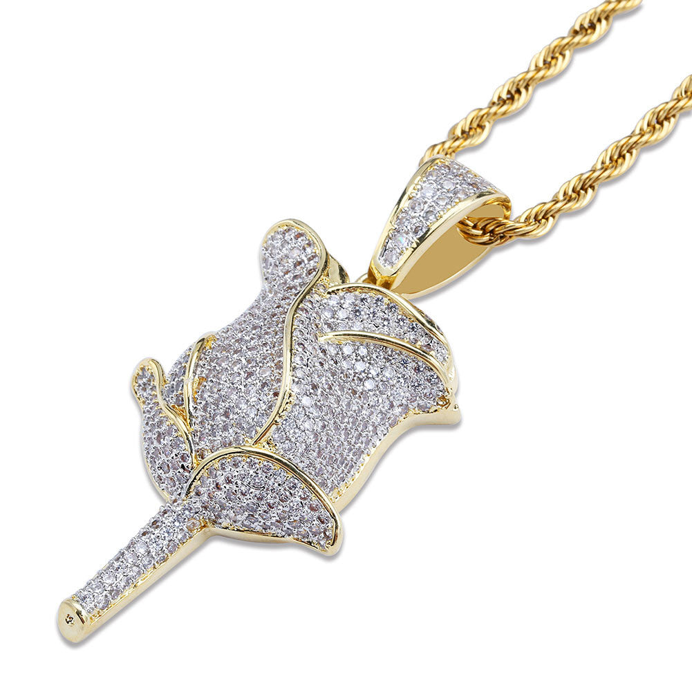 valentines gift rose pedant necklace free matching chain icebox diamond elliot eliantte