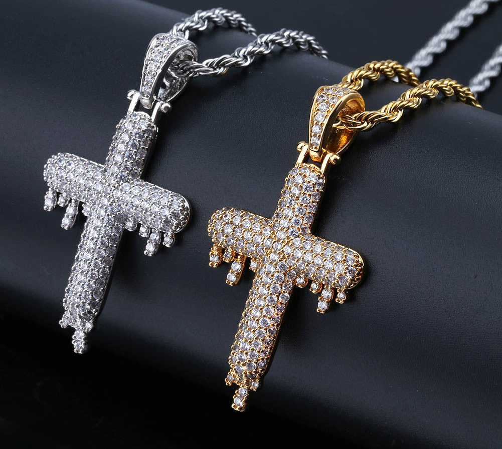 dripping cross pendant necklace chain quavo gifted saweetie icebox diamond ice