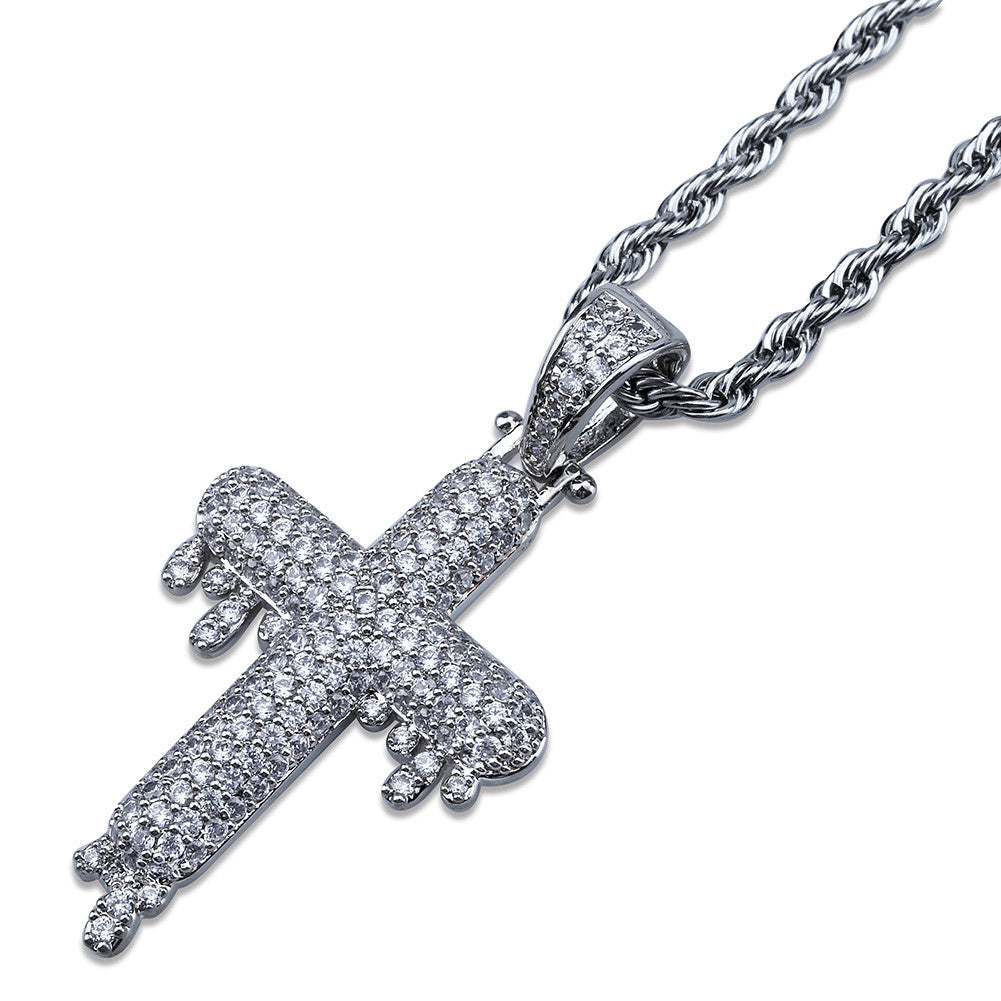 dripping cross pendant necklace chain quavo gifted saweetie icebox diamond ice