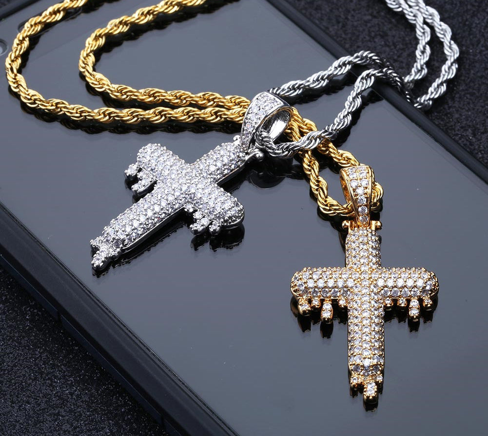 dripping cross pendant necklace chain quavo gifted saweetie icebox diamond ice