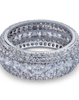 5 ROWS fully iced ring White Gold