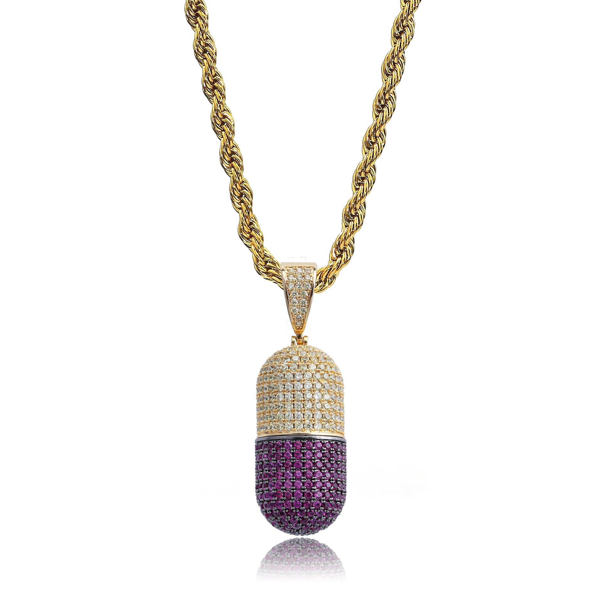 14K Gold Iced Out Detachable Pill Emoji Pendant vvs diamond ifandco shopgld