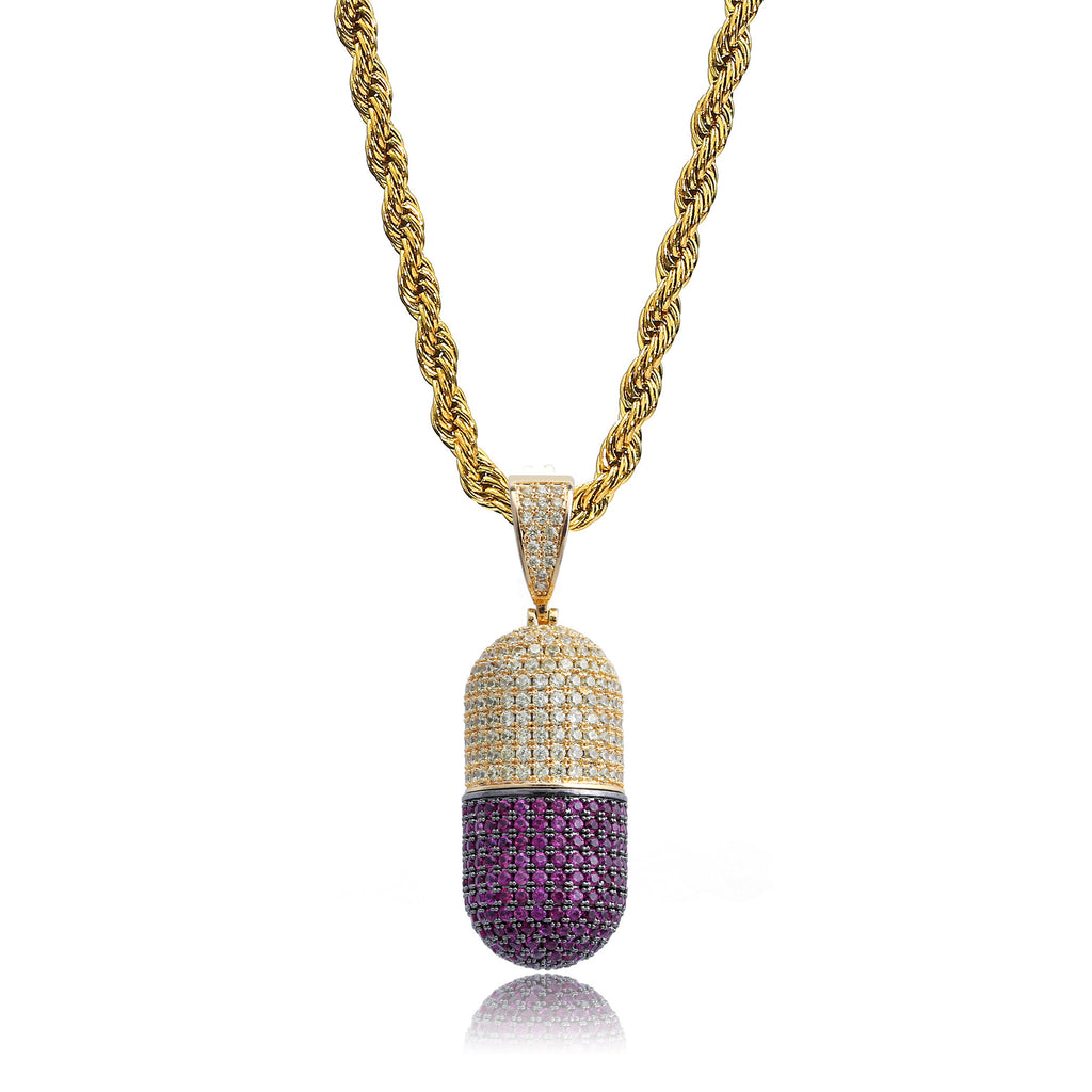 14K Gold Iced Out Detachable Pill Emoji Pendant vvs diamond ifandco shopgld