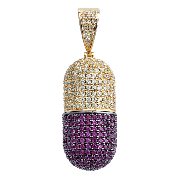 14K Gold Iced Out Detachable Pill Emoji Pendant vvs diamond ifandco shopgld