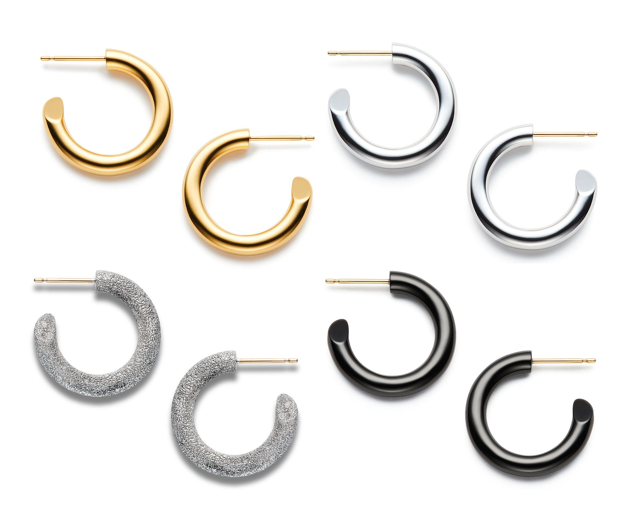 placebo essential hoop earrings silver 925 white gold yellow gold coated 18k diamond
