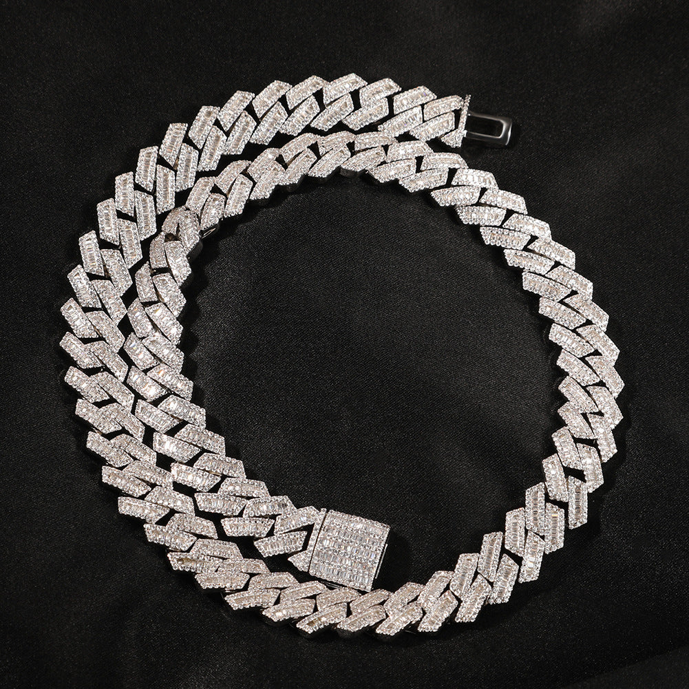 11mm Enamel cuban link necklace chain White/Silver – Bijouterie Gonin