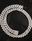 fully iced out 12mm curb cuban link necklace chain in baguette diamond White Gold shopgld