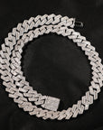 fully iced out 12mm curb cuban link necklace chain in baguette diamond White Gold shopgld