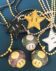 Super mario bro's star pendant necklace ball chain free matching chain ifandco pharrell mushroom