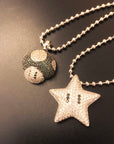 Super mario bro's star pendant necklace ball chain free matching chain ifandco pharrell mushroom