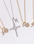 eyefunny smiling face thunder pendant necklace chain diamond jbalvin kim jones clot virgil offwhite