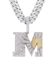Iced Out diamond daisy flower letter M pendant necklace with free matching chain included as seen on Rapper Knowknow. custom ifandco diamond