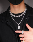 Fully iced interlaced heart 3D links necklace chain egan Thee Stallion hip hop jewelry celebrities jewelers diamond necklace bracelet ankle ring