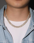 curb cuban link 10mm diamond necklace chain fully iced custom clasp diamond ifandco
