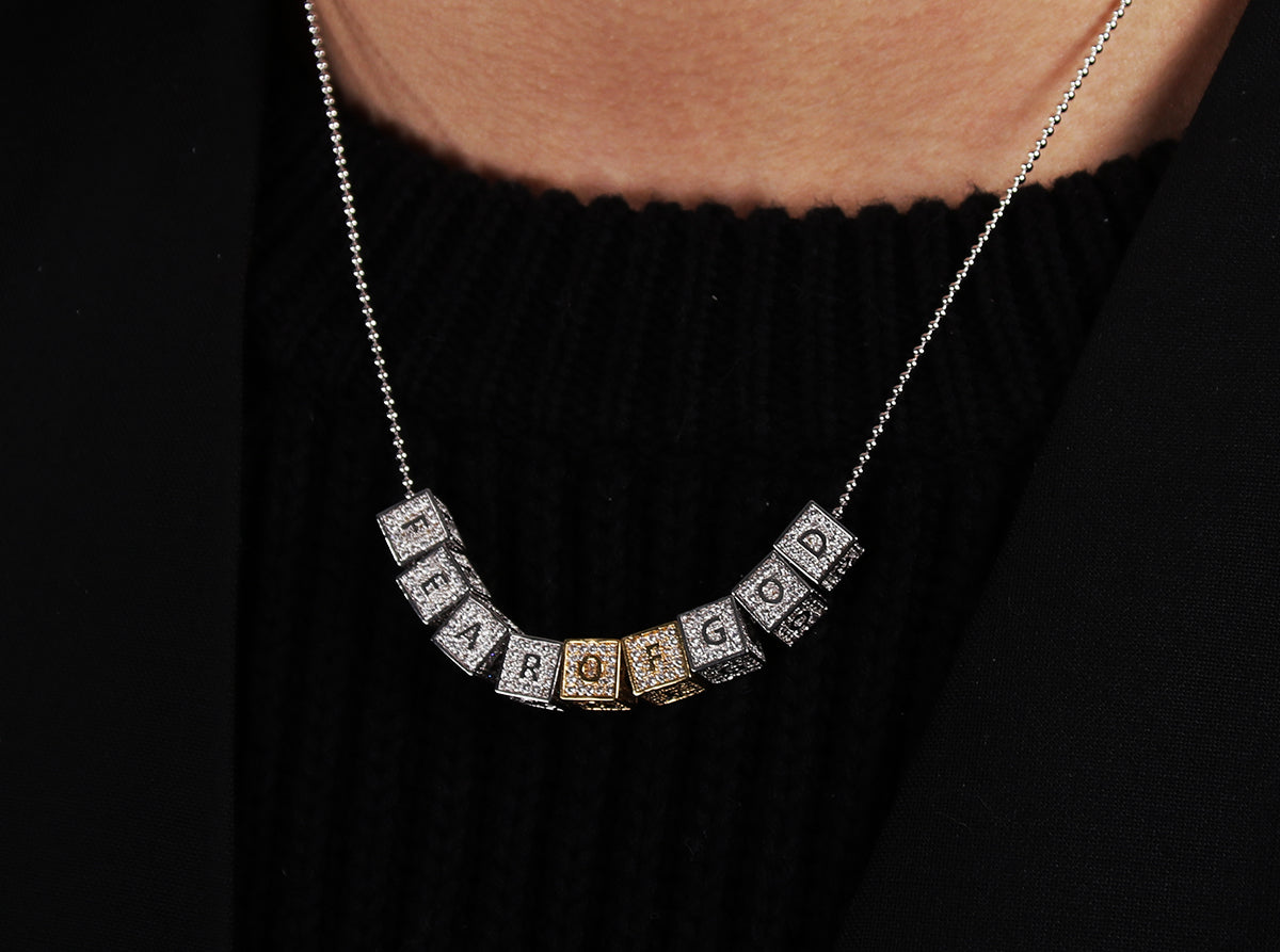 baby block letter custom necklace chain choker jesus is king kanye west rhude virgil off white