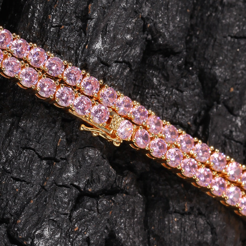 4MM Solitaire Pink Simulated Diamonds Tennis Chain ifandco kylie jenner cardi b shopgld 
