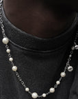 Asap Rocky pearl necklace Chanel cuban links chain with beads vlone playboi carti jeweler diamond gold