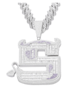 Devilish letter S pendant necklace chain in baguette diamond custom shopgld