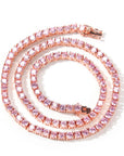 4MM Solitaire Pink Simulated Diamonds Tennis Chain ifandco kylie jenner cardi b shopgld 
