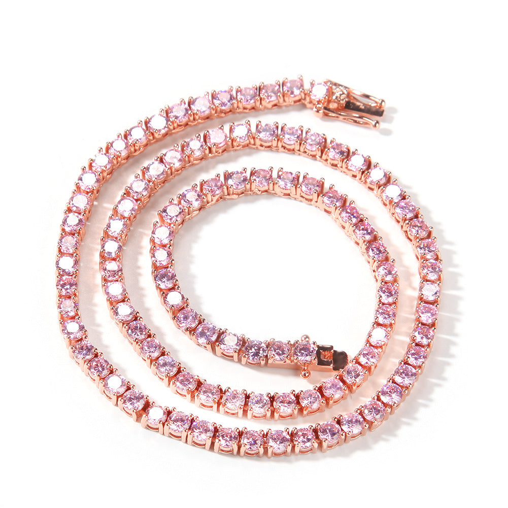 4MM Solitaire Pink Simulated Diamonds Tennis Chain ifandco kylie jenner cardi b shopgld 