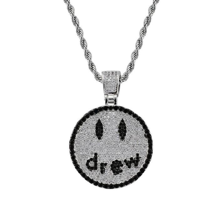 Drew Smiley face as seen on Justin bieber pendant necklace chain vvs ifandco diamond free