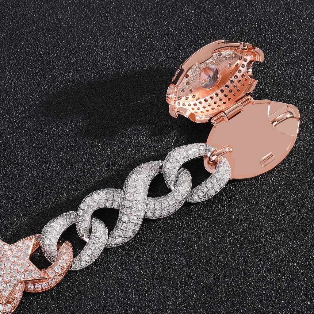 Custom fully iced diamond star interlaced cuban link short choker necklace rap artist jewelers jewelery bling travis scott ifandco