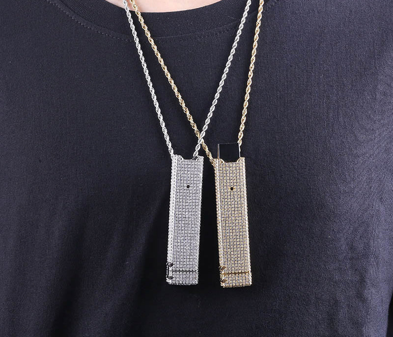 JUUL Vape E-Cig fully iced case Pendant Holder Cover Case diamond shopgld