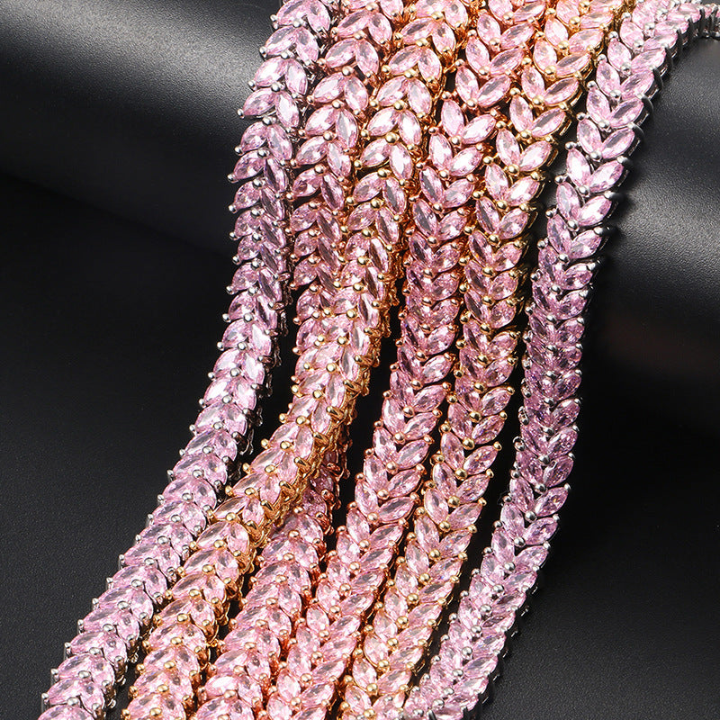 tennis chain necklace pink diamond hip hop custom jeweler ifandco shopgld