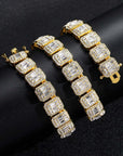 baguette diamond round stone tennis links bracelet necklace chain white gold yellow gold baller rappers nba hip hop jewelry buy shopping free shipping