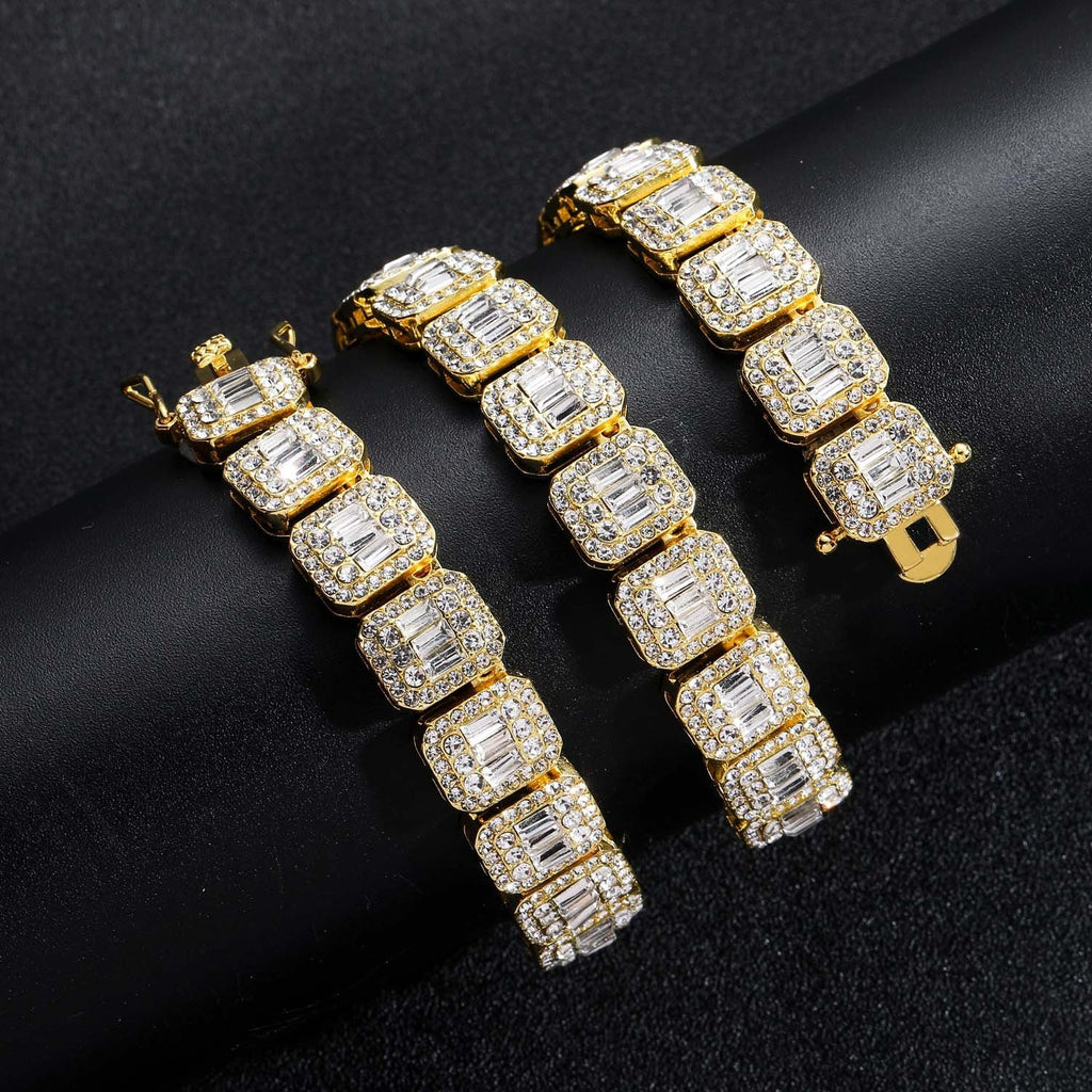 baguette diamond round stone tennis links bracelet necklace chain white gold yellow gold baller rappers nba hip hop jewelry buy shopping free shipping