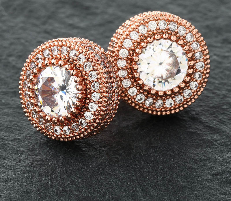 12mm stud earrings diamond earring iced halo solitaire k gold shopgld
