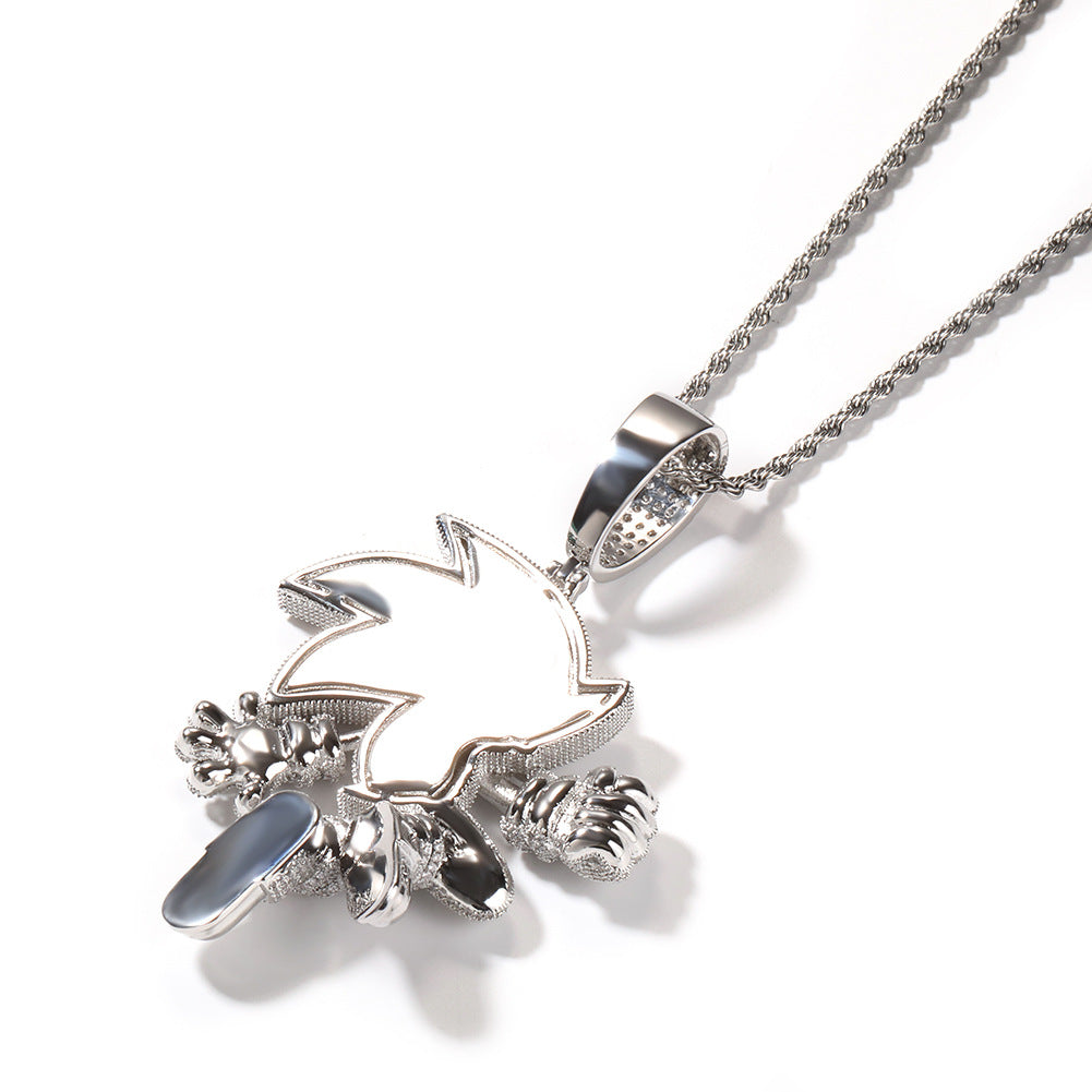 Sonic the Hedgehog Fully Iced diamond Pendant Diamond free necklace chain ifandco