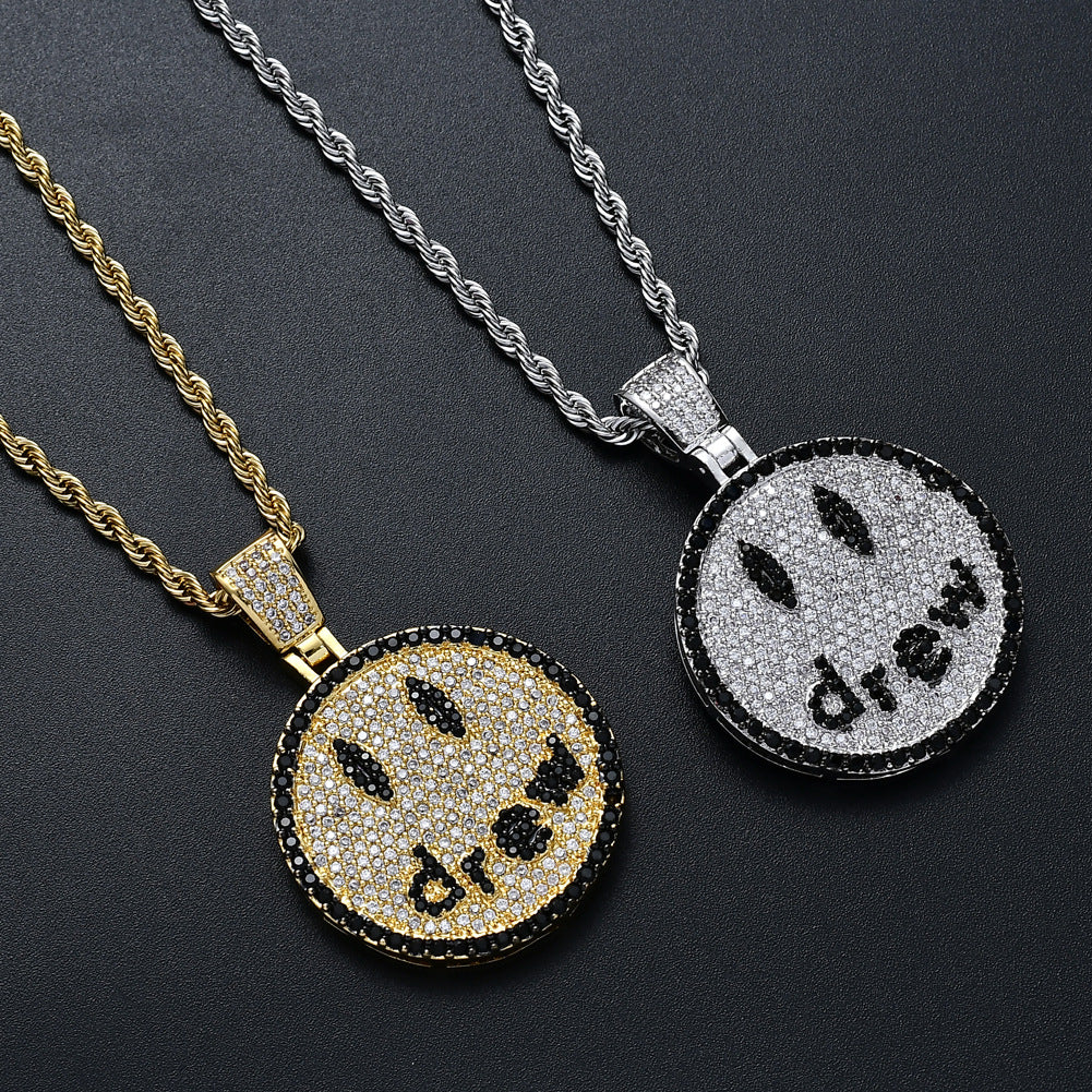Drew Smiley face as seen on Justin bieber yummy wall necklace chain vvs ifandco diamond free