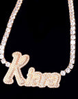Hailey Bieber Wears Diamond Necklace With Her Married Last Name Vogue people.com custom name diamond necklace tennis link chain