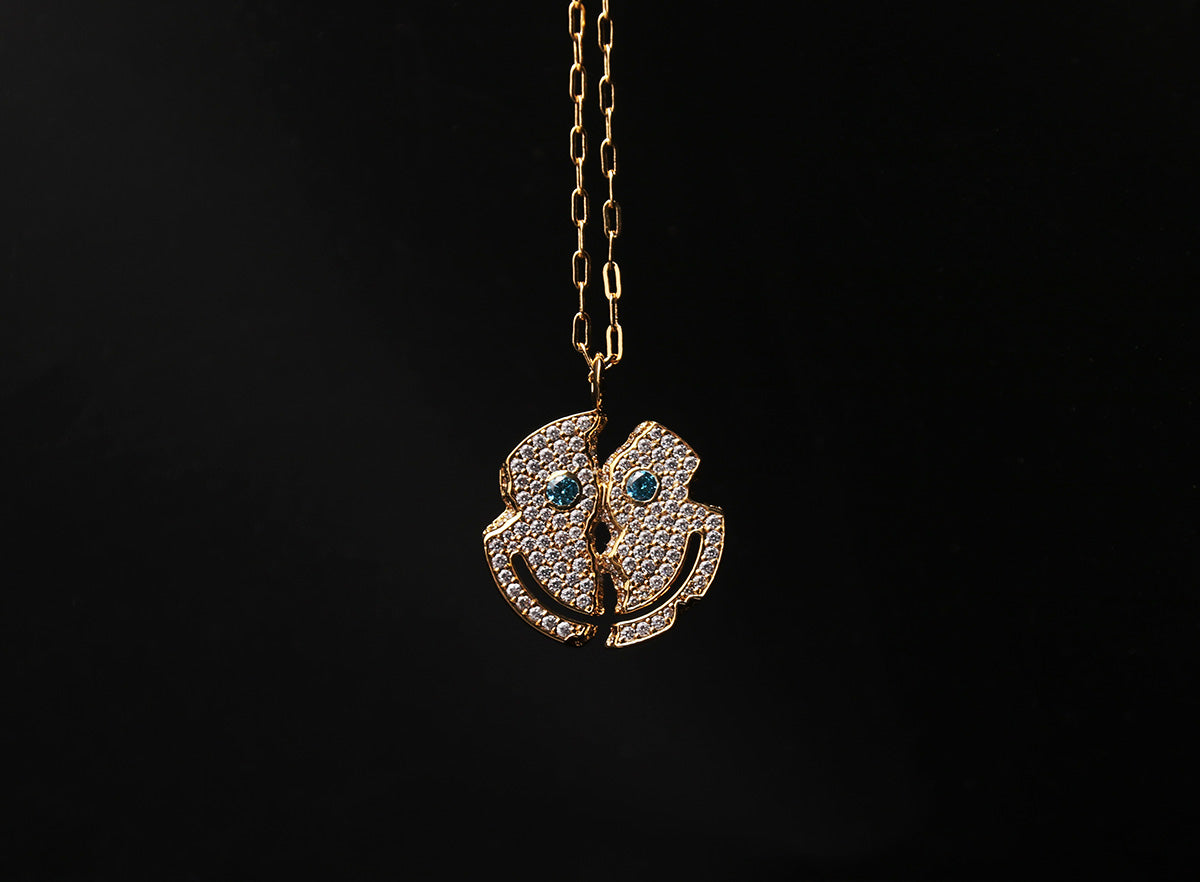 EYEFUNNY broken smiling face pendant necklace chain diamond vvs アイファニー POGGY KIM JONES VIRGIL JBALVIN