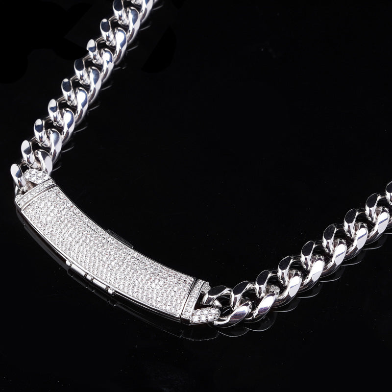 12mm cuban link necklace chain custom curvy clasp fully iced micro pave set diamond ifandco