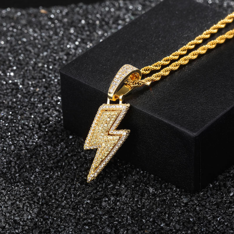 ian connor thunderbolt emoji pendant necklace chain diamond custom vvs benballer vlone